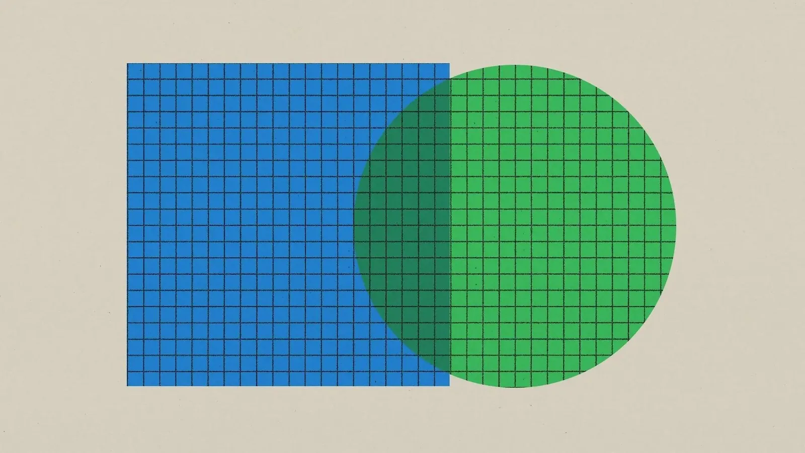 A blue grid overlapping a green circle on a beige background, from Anthropic's announcement