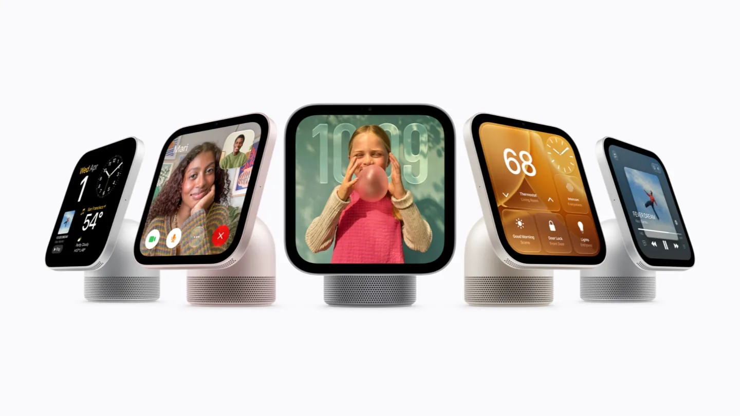 Apple HomeView shown in several colours, with different screens