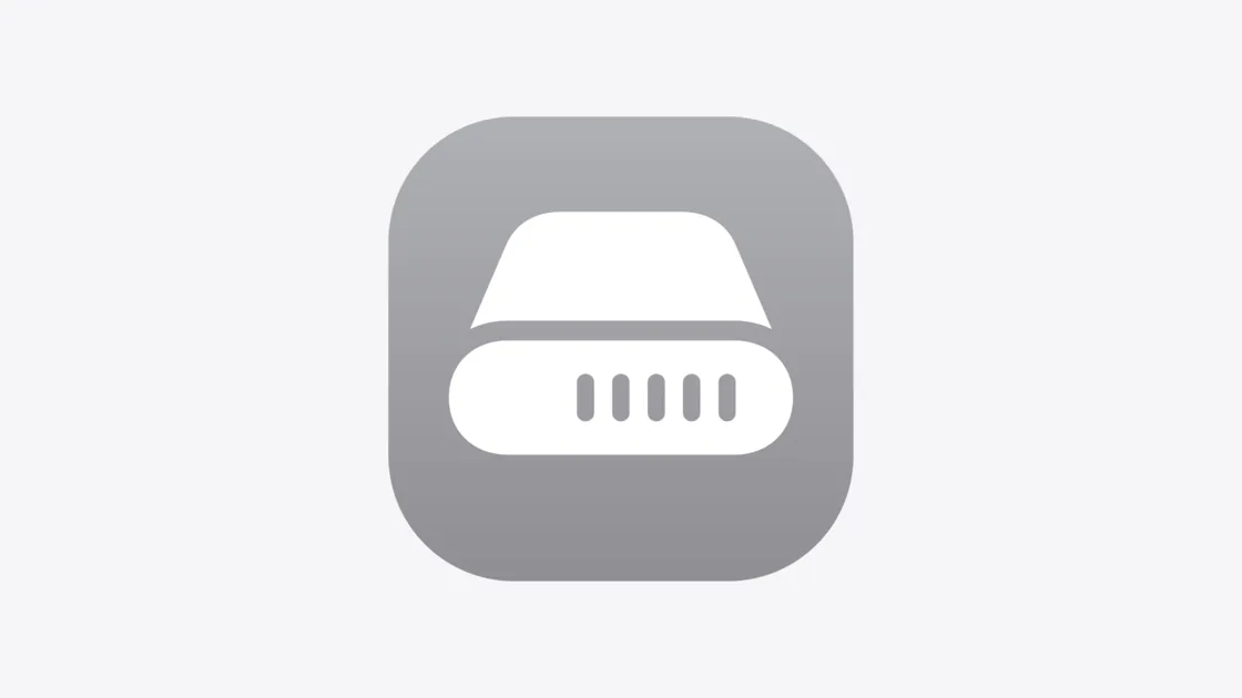 Apple's Full Disk Access icon: a white hard drive on a grey rounded square