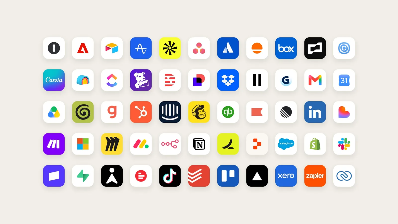 Anthropic's graphic of app logos, including Gmail, Slack, Canva and Shopify