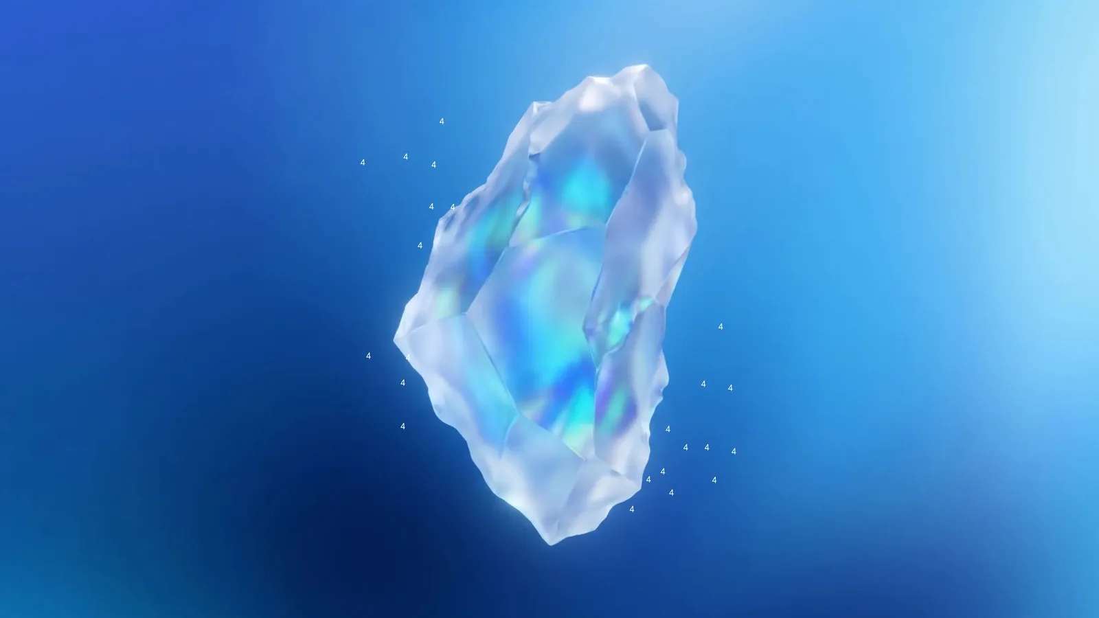 A glowing crystal on a blue background marked with the number 4