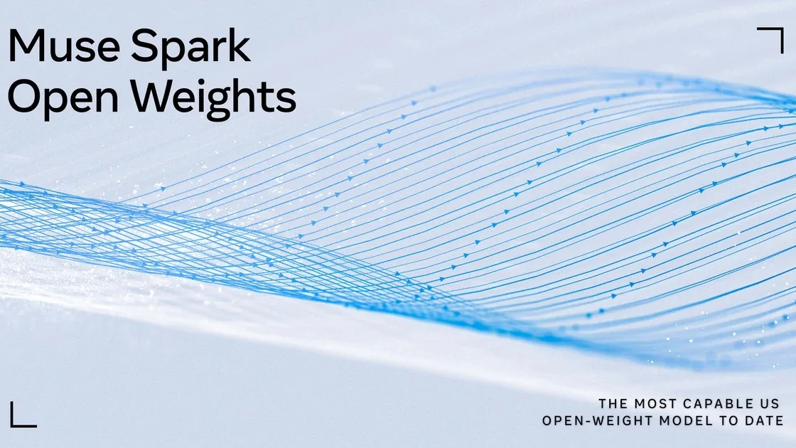 Muse Spark Open Weights title card with blue flowing lines