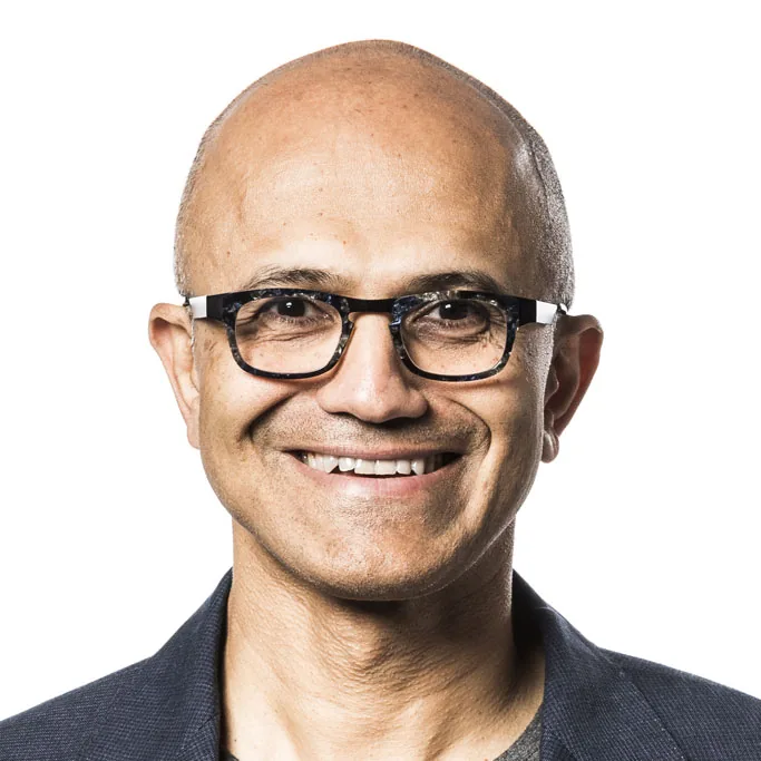 Satya Nadella, Microsoft's CEO, smiling in a portrait