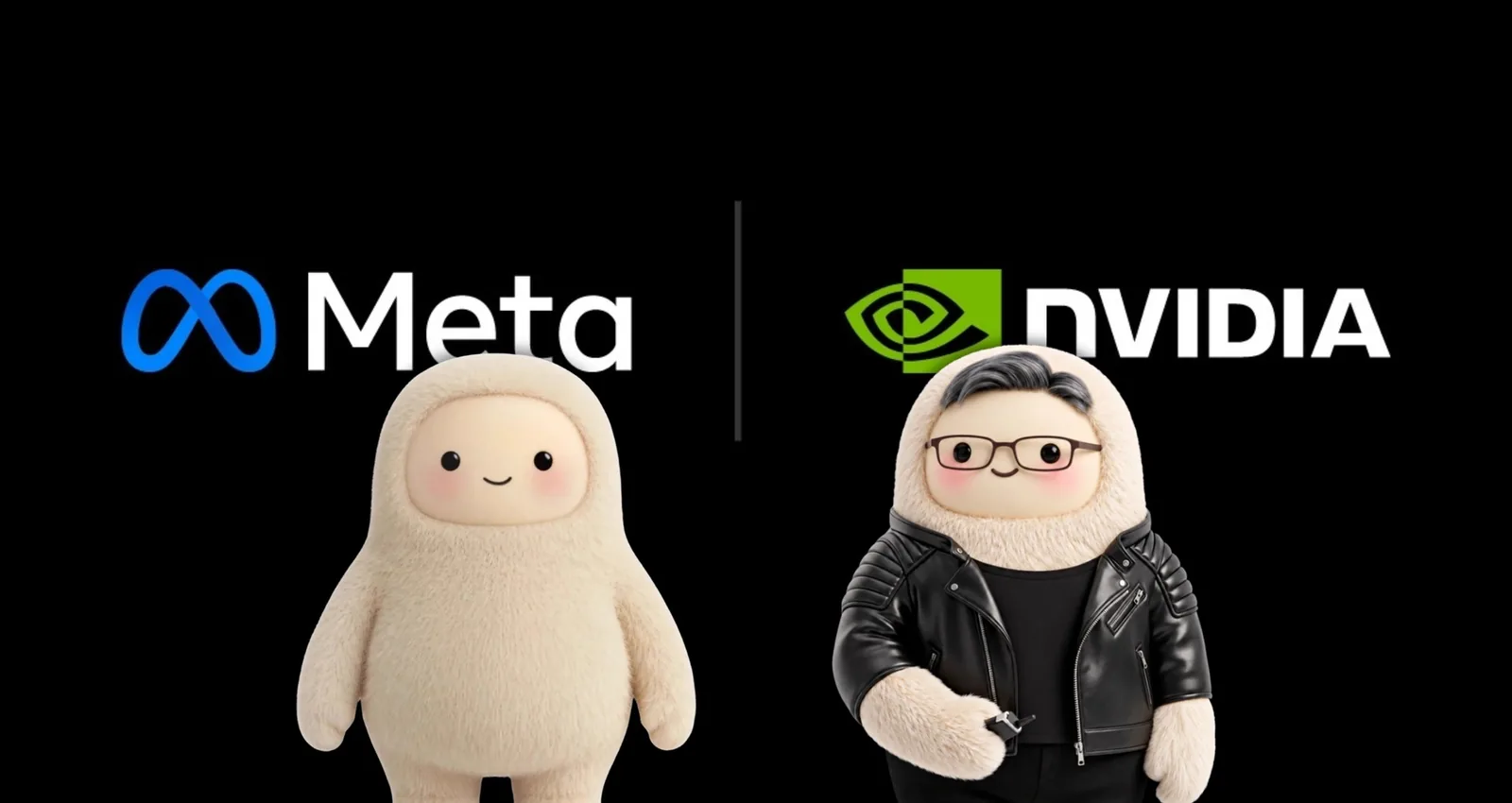 Meta and NVIDIA logos side by side on a black background