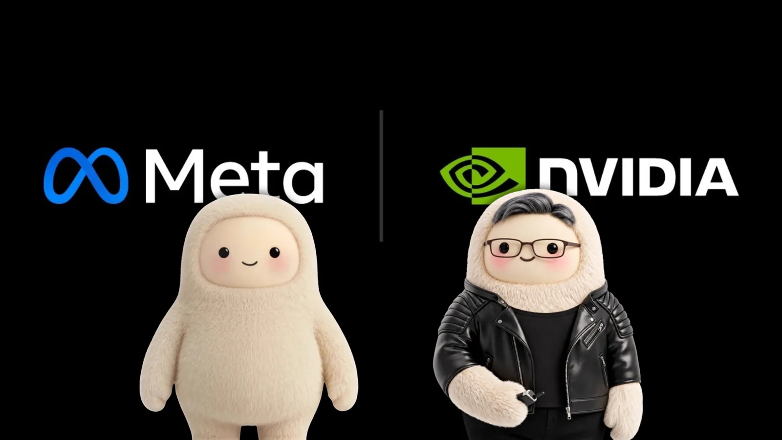 Meta and NVIDIA logos side by side on a black background