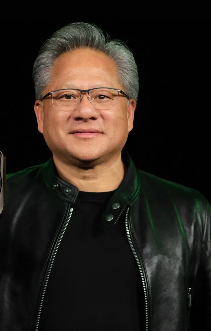 Nvidia CEO Jensen Huang in a black jacket