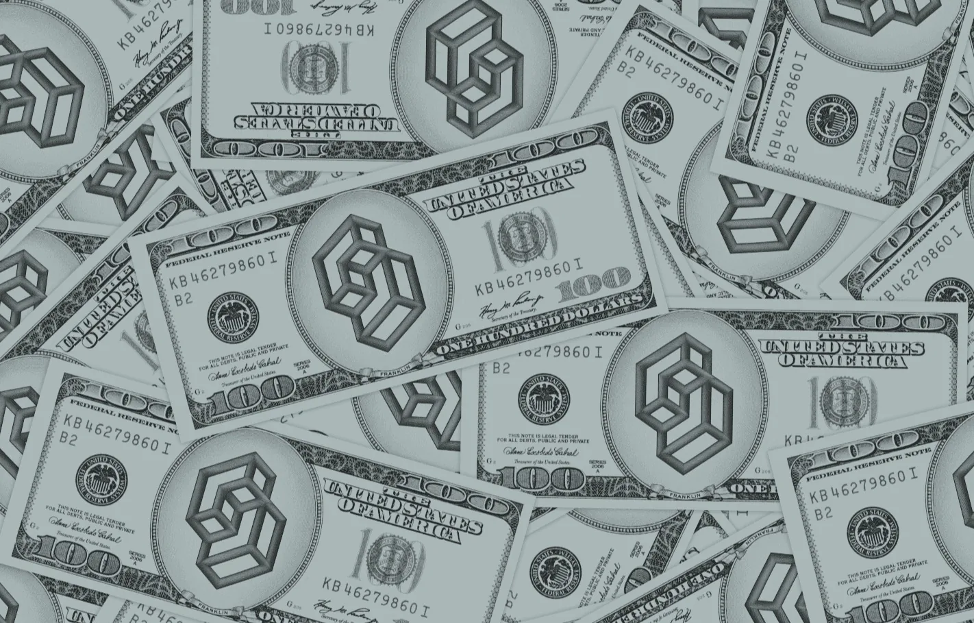US hundred-dollar bills printed with the TypeSafe AI logo